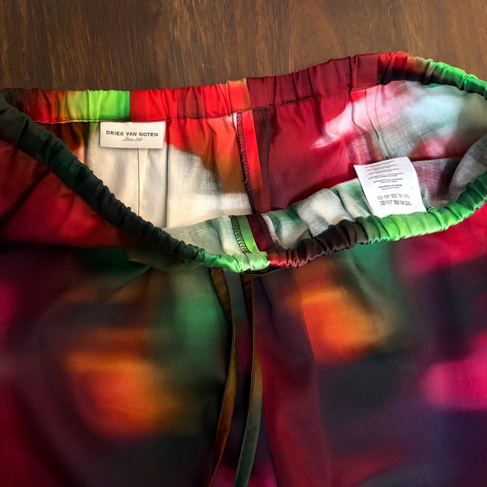 Dries Van Noten Wide Leg Pants Neon Light Print - Picture 12 of 14